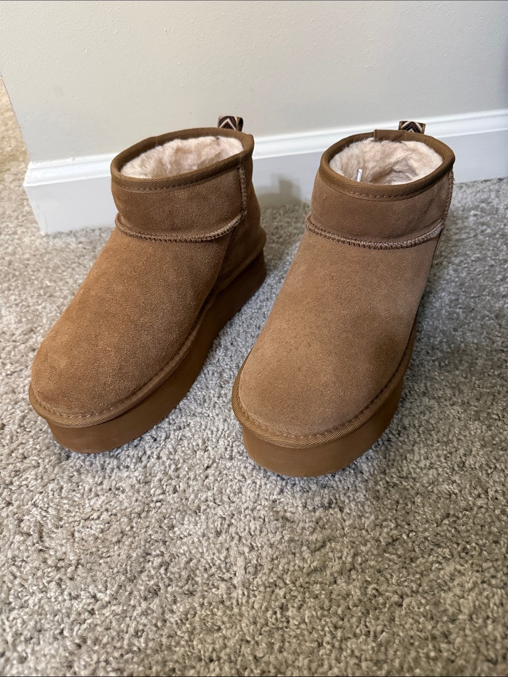 BearPaw Kids Chestnut Suede Plush-Lined Ankle Boots